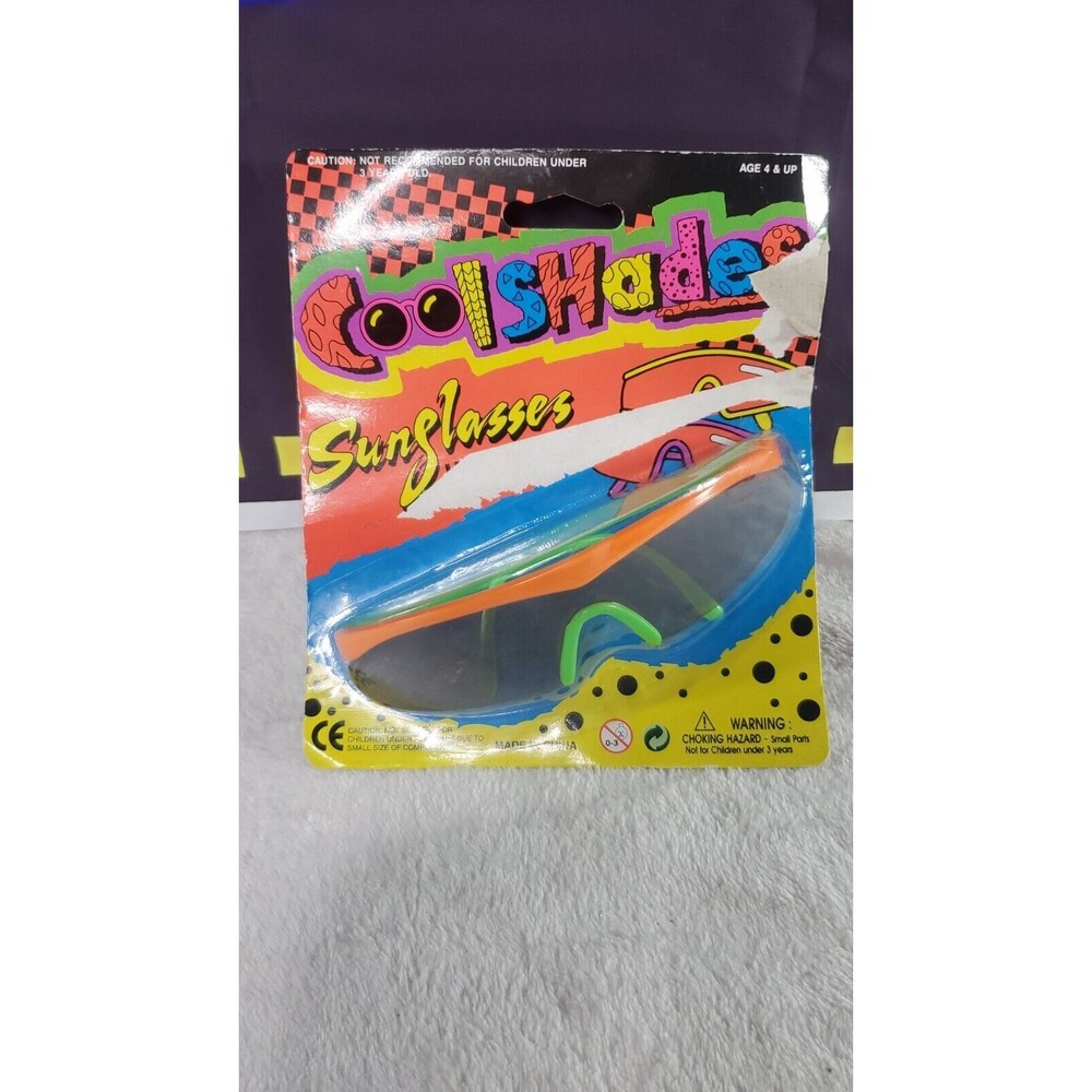 Cool Shades Orange Green Tinted UV Plastic Sunglasses Retro NOS Neon
